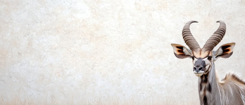 close up of an antelope with large horns photo