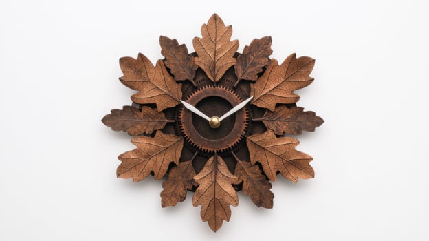Autumn leaf clock with gears photo