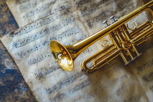 Classical music wind instrument trumpet. photo