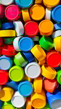 colorful jumble plastic bottle caps photo