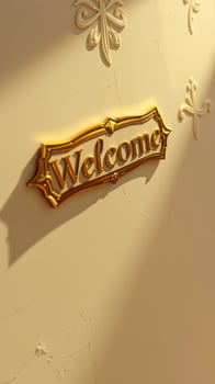 gilded welcome sign basking warm sunlight photo