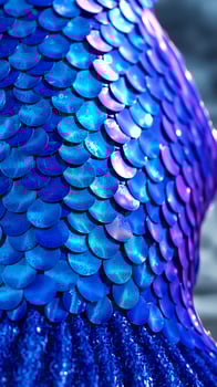 close- iridescent blue sequins on fabric photo
