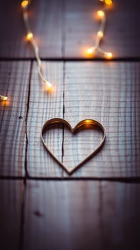 wire heart adorned with warm lights photo