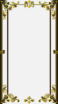 simple white rectangle framed black with golden trim scrollwork photo