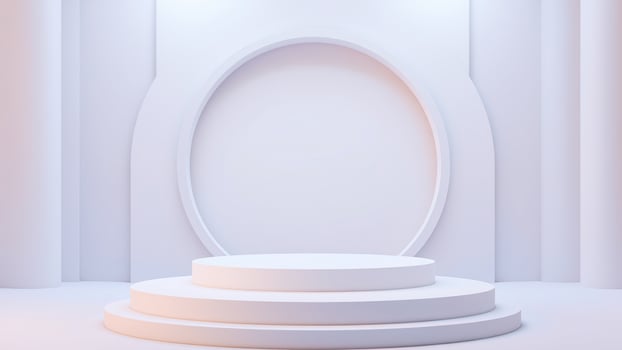 white circular stage a minimalist room photo