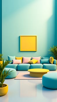 modern living room decorated with bright colors minimalist furniture photo