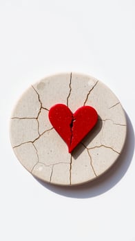 cracked heart on a white oval photo