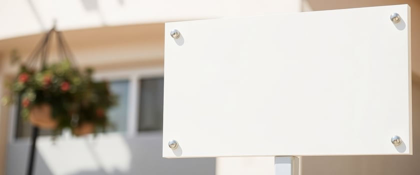 blank white sign awaits a message photo