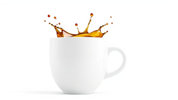 splashing cup brown liquid photo