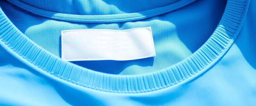 blue garment with a blank white label photo