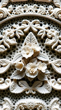 intricately carved white floral design photo