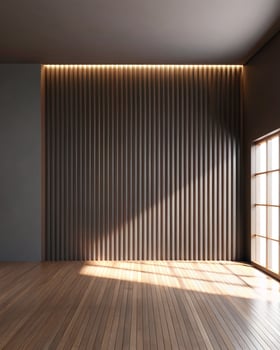 Empty room with wooden floor and wall photo