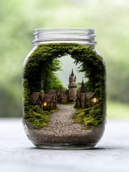 enchanted fairy tale castle in a jar photo