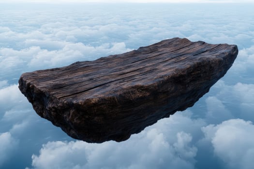 Floating rock formation in the sky photo