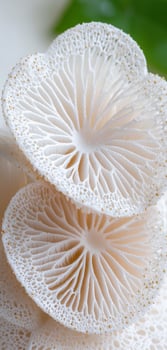 Intricate white mushroom with golden speckles photo