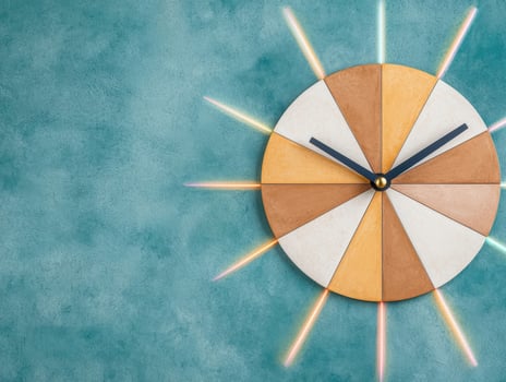 abstract clock face on teal background photo