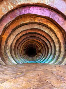 Colorful abstract tunnel with concentric rings photo