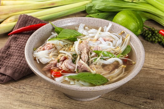 Vietnamese Pho Bo soup with beef photo