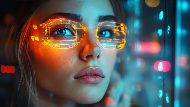 A woman wearing futuristic glasses photo