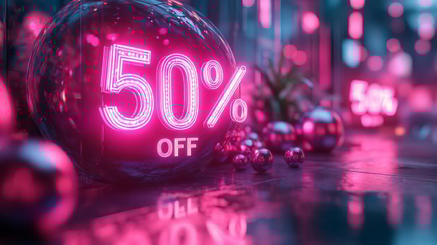 50 off sale sign in front of a store photo