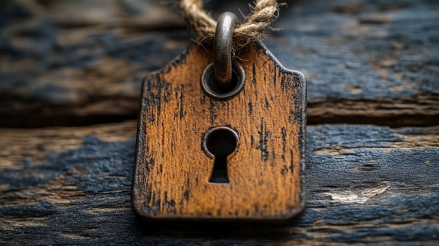 A wooden keyhole with a keyhole on it photo