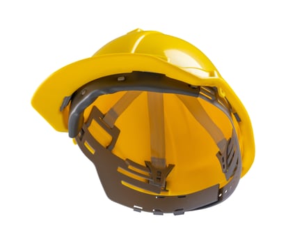 Yellow safety construction helmet isolated on white background photo