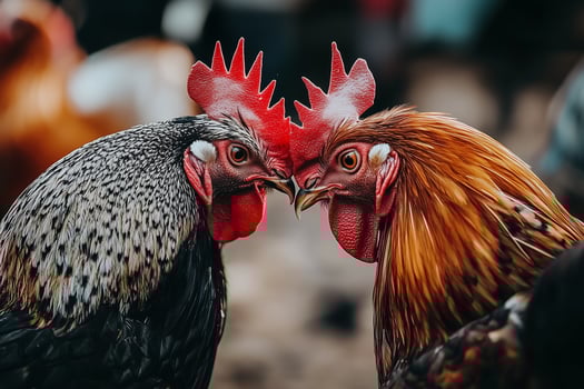 Close Encounter of Fighting Cocks in Action photo