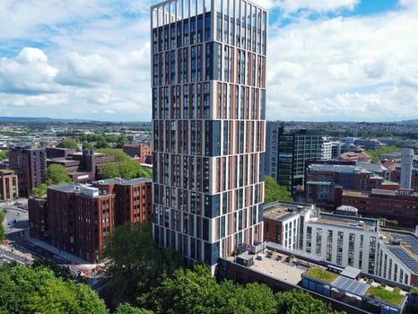 Aerial View of Buildings at Central Bristol City of Southwest of England, United Kingdom. The High Angle Footage Was Captured with Drone's Camera from High Altitude on May 27th, 2024. photo