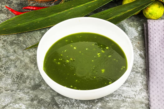 Green spinach cream vegan soup photo