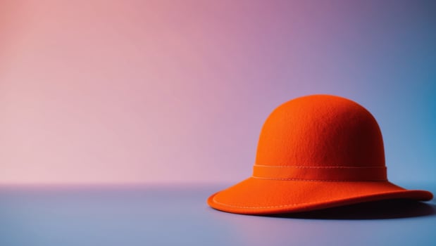 An orange hat on a blue background photo
