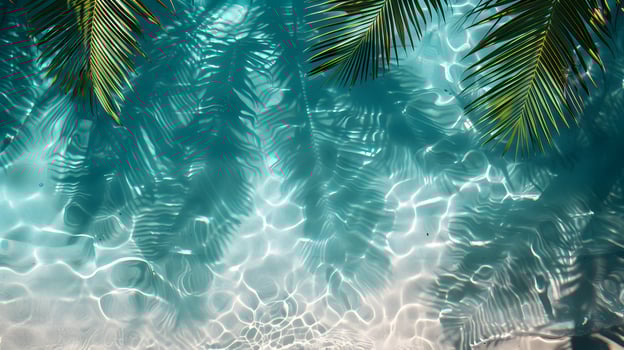 a palm tree is hanging over a body of water photo