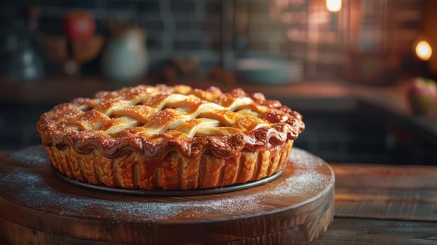 A delicious, sweet dessert that combines the warmth of a pie crust with the crunchiness of nuts. photo