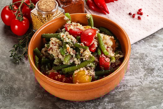 Vegan boiled quinoa with vegetables photo