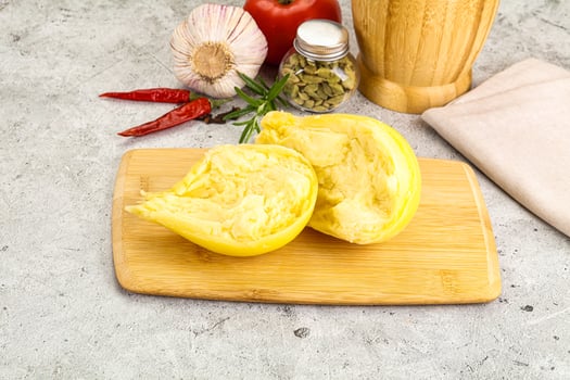 Italian traditional yellow Scamorza cheese photo