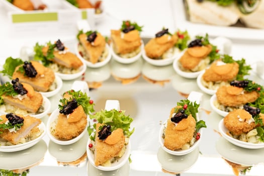 The delicious food on the table is fresh. Ready-made food. Buffet photo