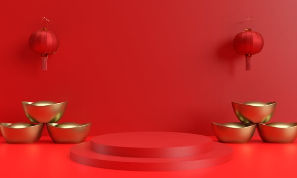 red pink orange gradient color background wallpaper pattern texture coin golden rich wealth healthy money lunar podium round circle stand showcase banner chinese new year happy 2025 2024 snake zodiac photo