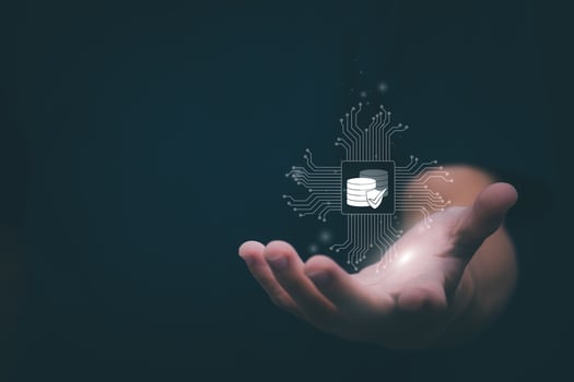 Cloud computing data management technology system for computer networks for cyber security of database transfer and sharing, big data for analysis, financial data photo