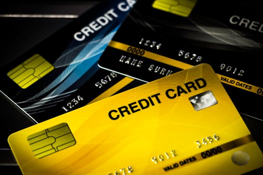 Close up shot credit card with selective focus for background. photo