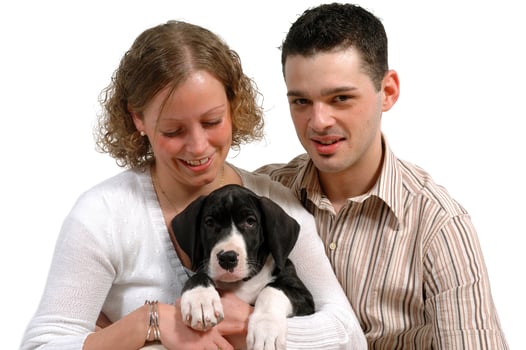 Young couple and dog photo