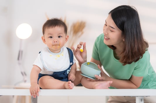 Mom and baby's breakfast time photo
