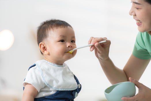 Mom and baby's breakfast time photo