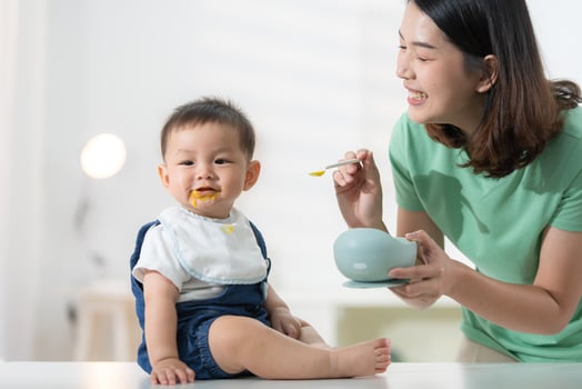 Mom and baby's breakfast time photo