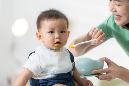 Mom and baby's breakfast time photo