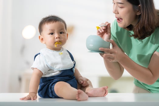 Mom and baby's breakfast time photo
