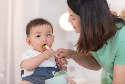 Mom and baby's breakfast time photo