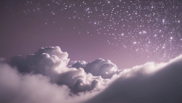 A purple sky with stars above clouds photo