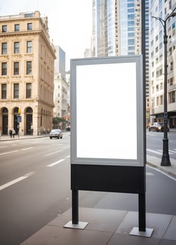 Blank white rectangular pylon stand on street mockup. photo