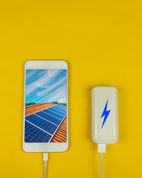 Solar Energy Battery Creative Concept Image. photo