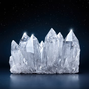 Majestic crystal formations against a starry night sky photo