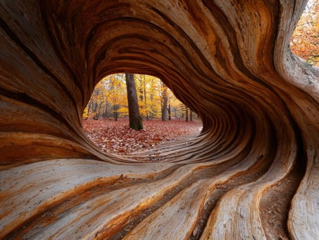 Autumn forest tunnel photo